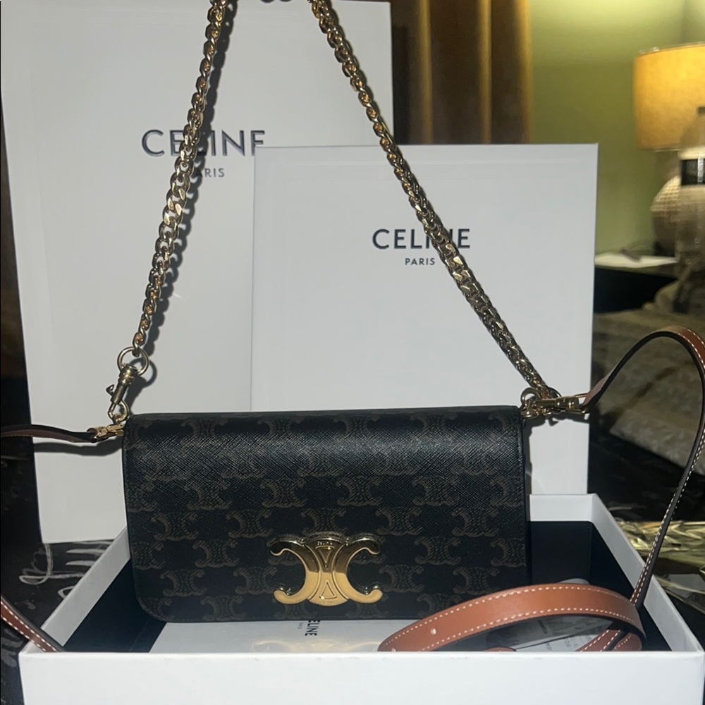 Celine Black and Brown Bag with Gold Accents - Picture 4 of 10